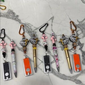 Creative Faith based gifts. Beaded keychain w/flashlight & beaded pen sets.